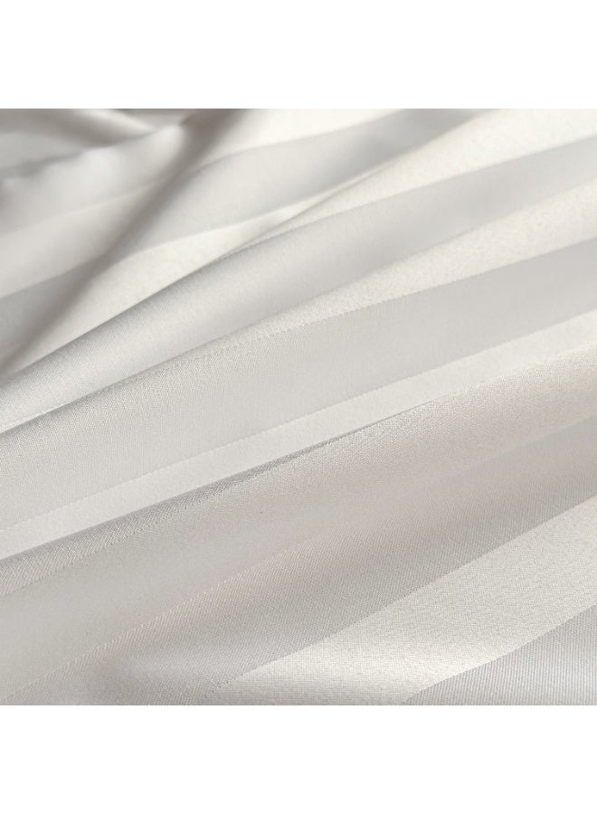 Santaoche Home Microfiber 3cm satin stripe Hotel Comforter Sets, Fits 200 cm x 200 cm Size Bed, Duvet Filling Included, 6 Pcs King Size (White, 200 x 200 cm) - Image 2